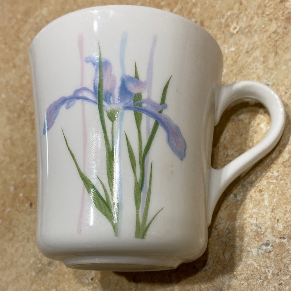 Corning Ware, Coffee Cups, Mug Shadow Iris, Vintage Floral Set Of 6